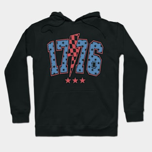 Lightning Checkered Retro Independence Day 1776 Hoodie